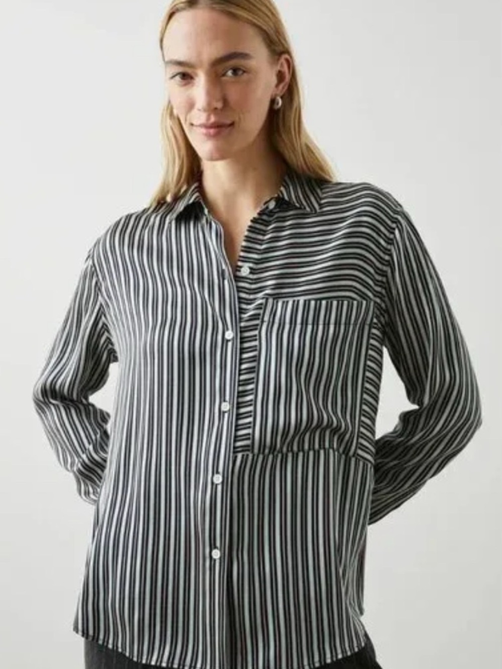 Rails Silk Spencer Aspen Stripe Button-Down Shirt Size XS